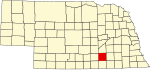 Map of Nebraska highlighting Clay County